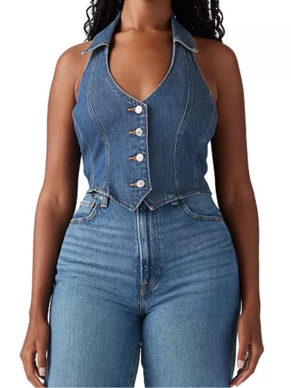 Levi's Women's Bria
Denim Corset Halter T-Shirt - Cornerback S:
Slim Fit